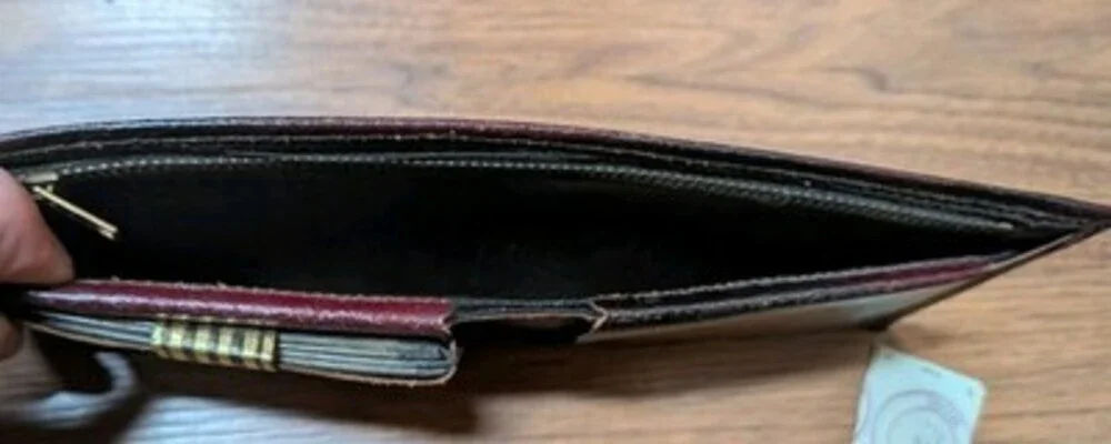 Vintage 1950s Genuine Leather Bifold Wallet Zipper Many Compartments Brown